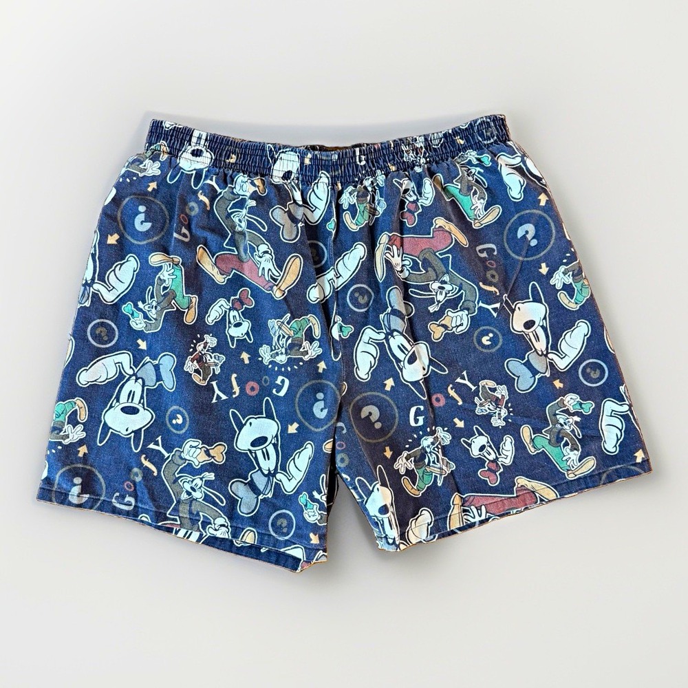 Vintage 1990s Men's Disney Mickey Mouse & Goofy All-Over Swim Trunks Size L